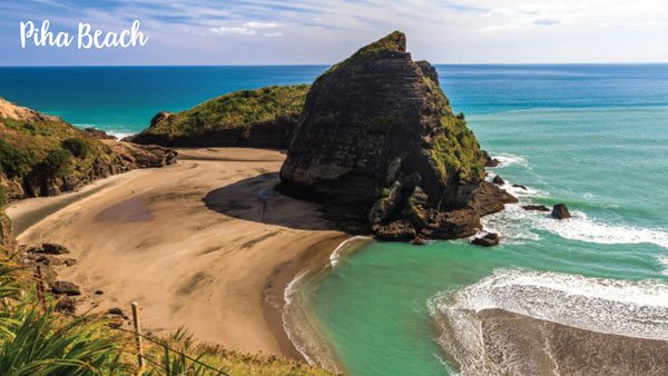 Piha Beach and Lion Rock its iconic landmark