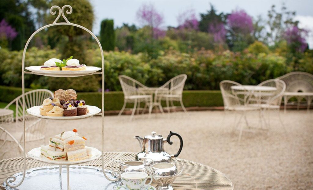 beautiful garden setting for high tea at Larnach Castle
