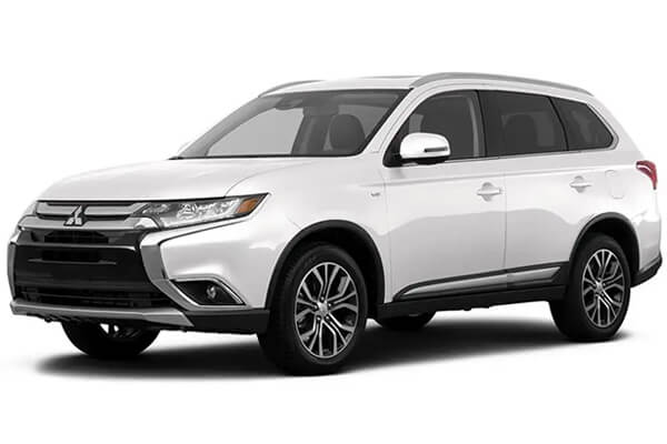 White Mitsubishi Outlander SUV.