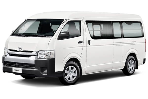 White Toyota HiAce Cargo Van.
