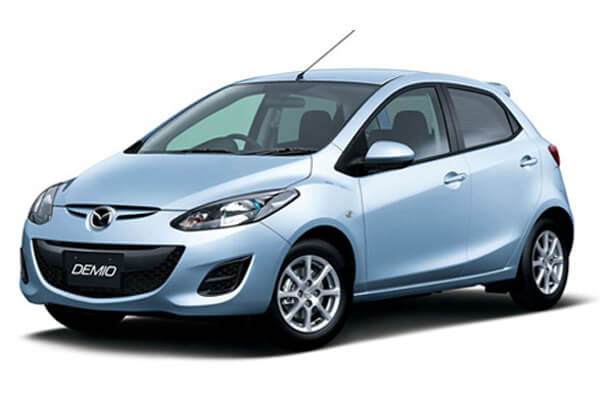 Blue Mazda Demio.