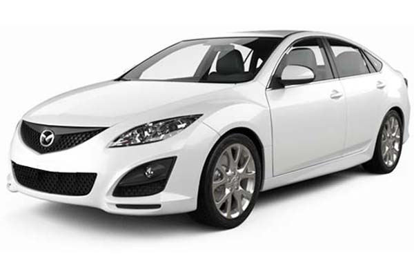 White Mazda Altenza.
