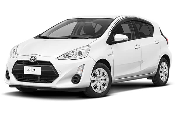 White Toyota Aqua.