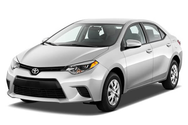 Silver Toyota Corolla Sedan.