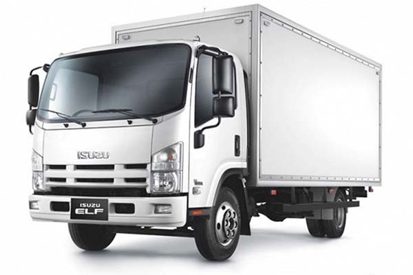 White Box Truck Isuzu ELF.