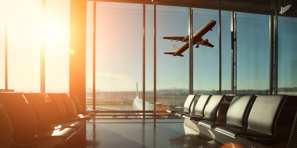 Plane taking off from the airport.