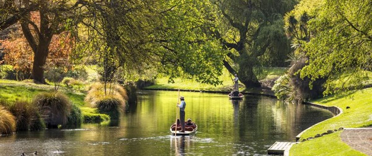 boat on a river along the Dunedin river.