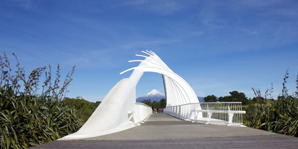 Bridge with Mount Maunganui in the background.