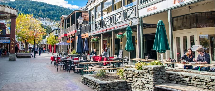 people enjoying the restaurant scene in Queenstown city.