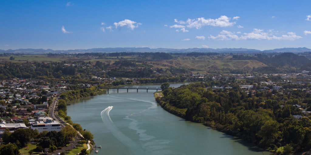 Aerial view of the Wanganui River.